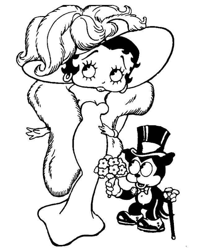 coloriage betty boop en tenue de soiree